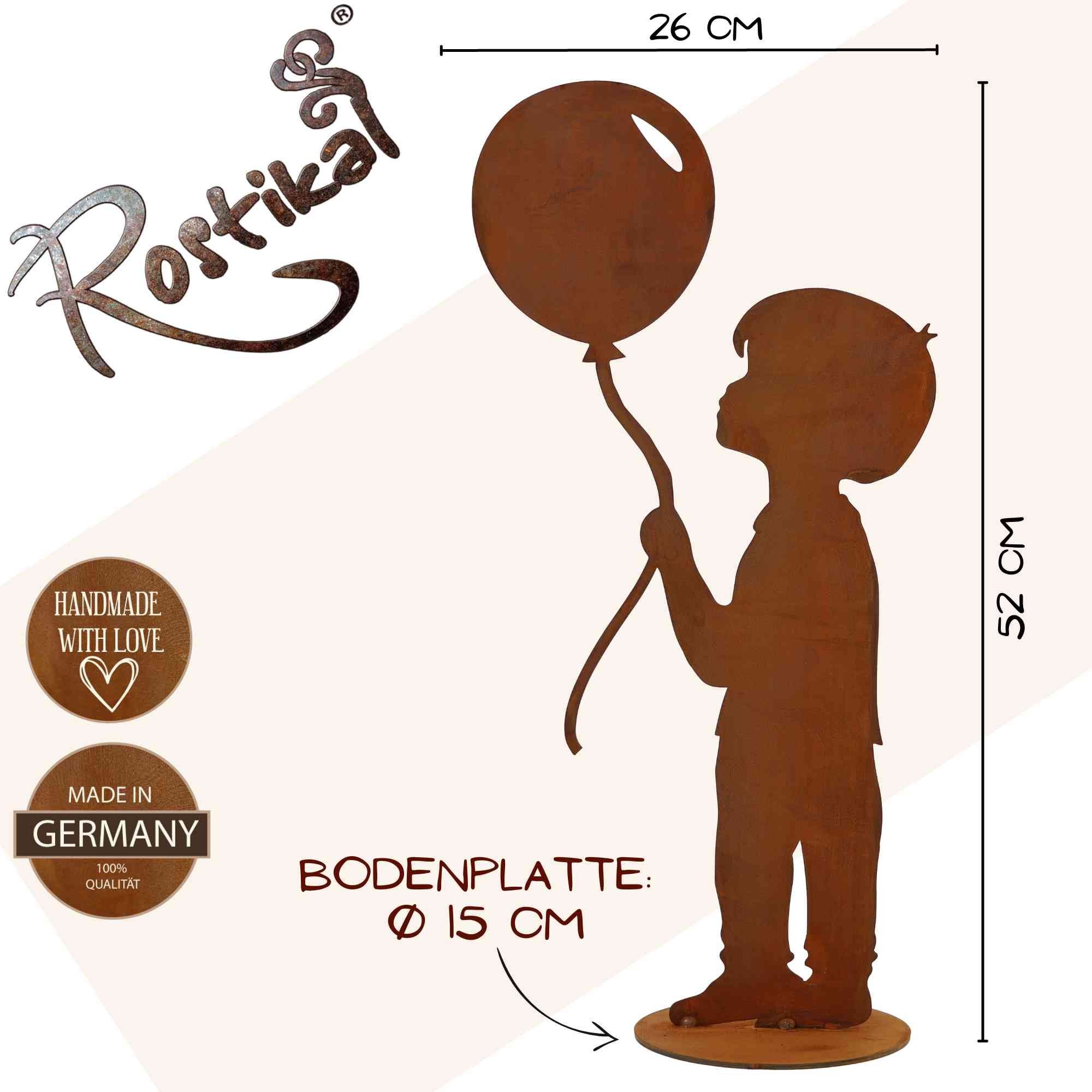 Rostikal Dekofigur Gartenfigur Junge mit Luftballon, günstig online kaufen