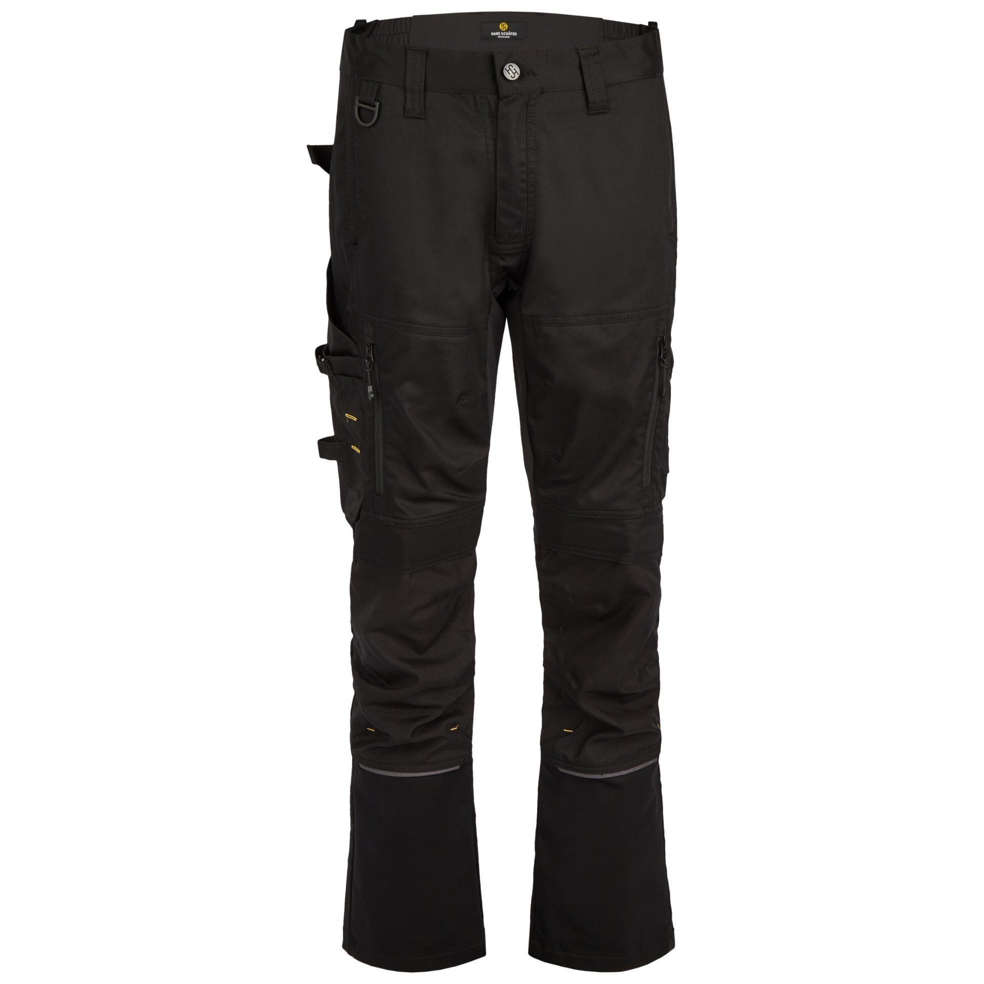 Hans Schäfer Workwear Arbeitshose Bundhose SMART powered by Ralf Moeller (Praktische Taschenlösungen wie Hammerschlaufe, D-Ring, Zollstock- und Handytasche sorgen für viel Stauraum für alles, was Du brauchst, modisches Design mit Komfort) elastische 4-Wege Stretch-Einsätze im Schritt sowie am Bund