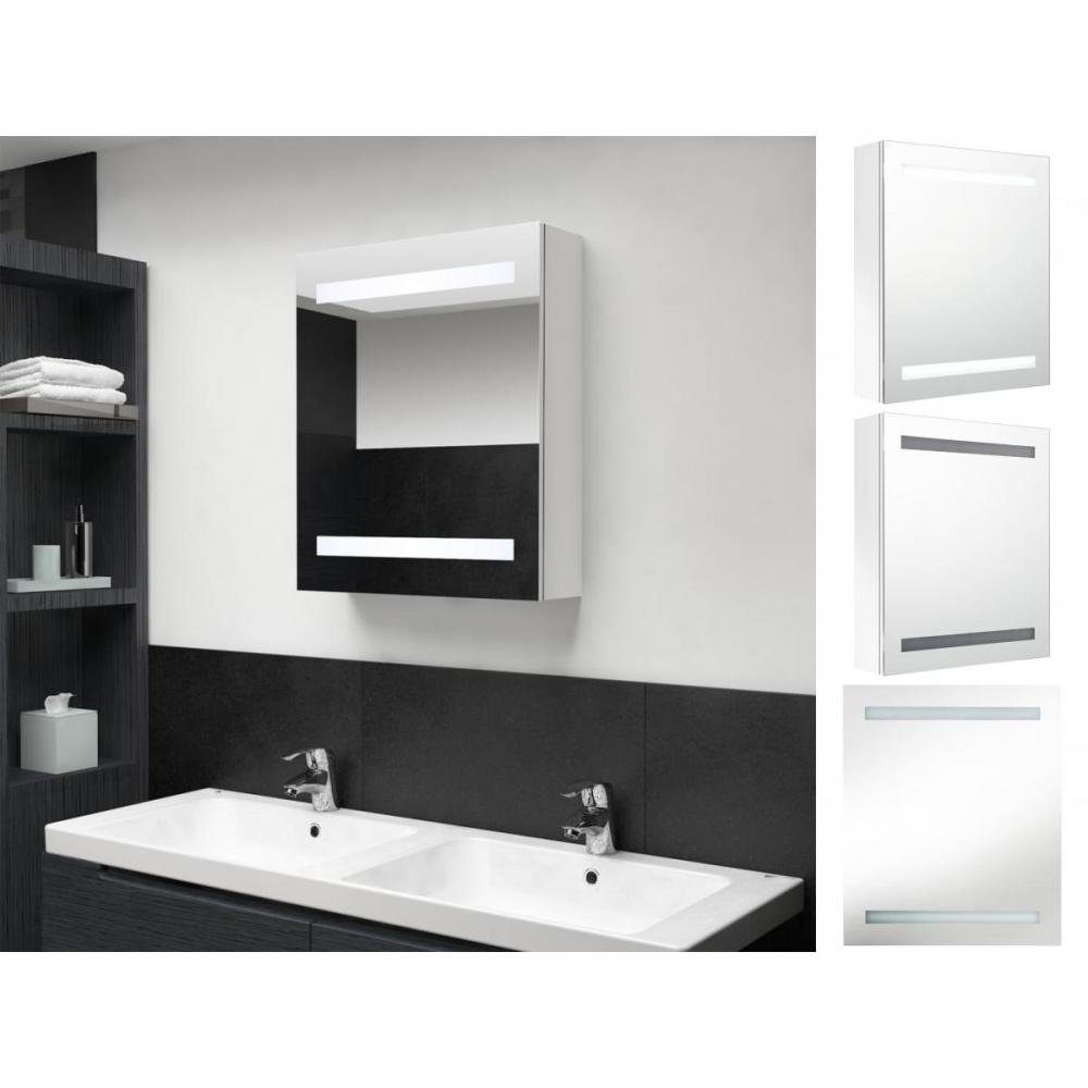 vidaXL Spiegel LED-Bad-Spiegelschrank Glänzendes Weiß 50x14x60 LED-Bele Badezimmer cm Hochglanz-Weiß