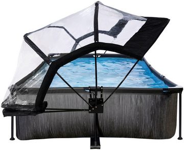 EXIT Framepool Black Wood Pool 300x200x65cm, mit Filterpumpe und Abdeckung - schwarz