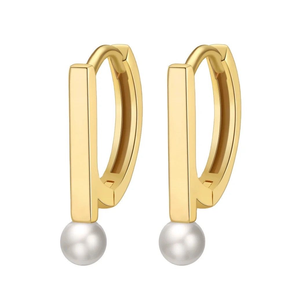 Runde Perlé Perlenohrringe kleine Ohrringe Buchstabe D mit kleiner Süßwasse günstig online kaufen