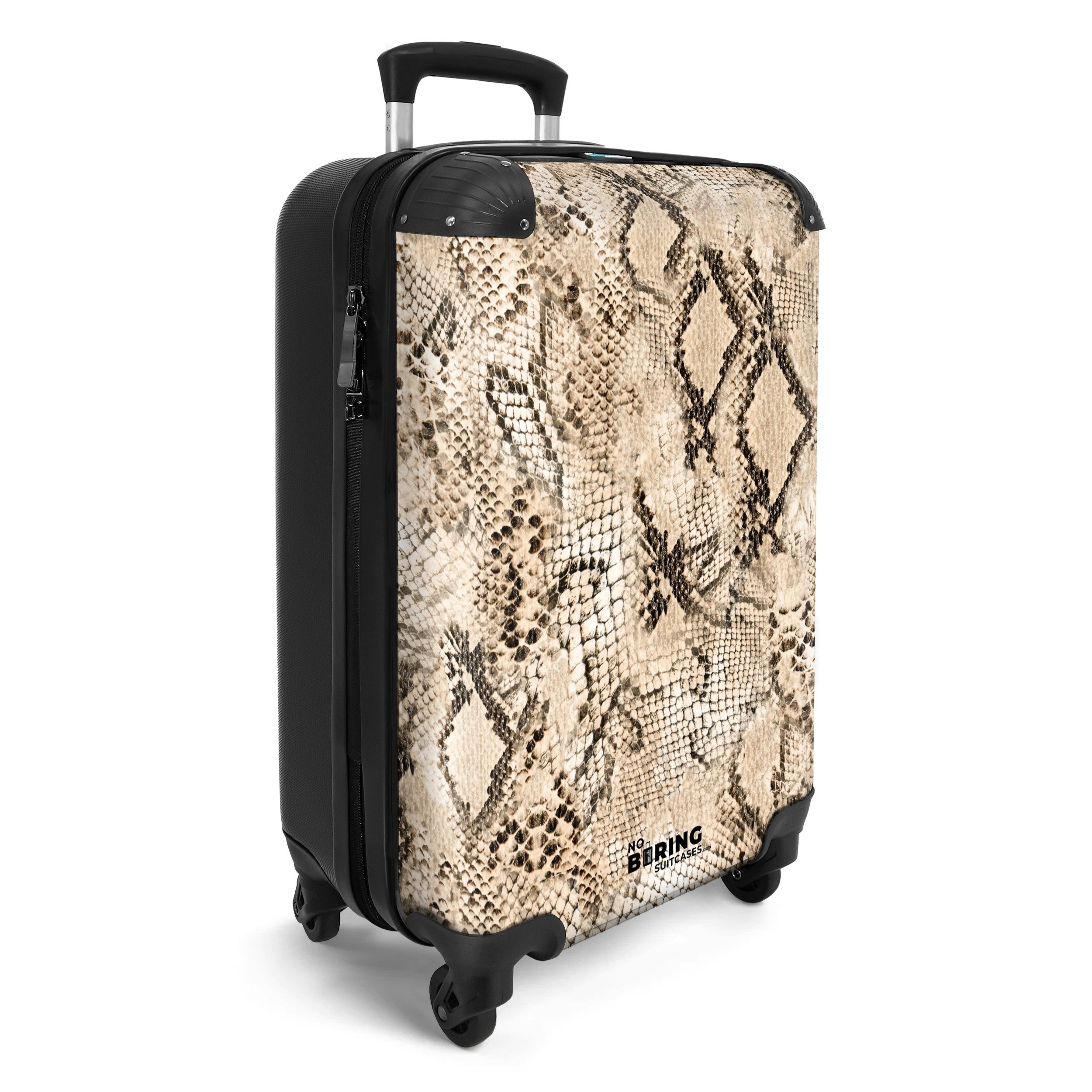 NoBoringSuitcases.com© Hartschalen-Trolley Schlangendruck - Beige 55x35x20c günstig online kaufen