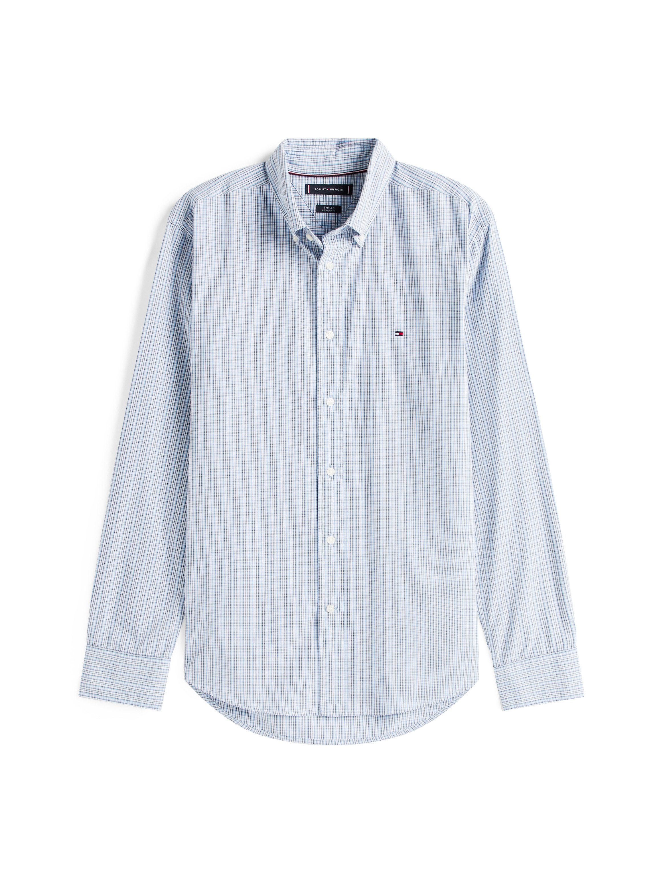 Tommy Hilfiger Langarmhemd FLEX POPLIN SMALL TARTAN SHIRT regular fit, kleinkariert, Button-down-Kragen