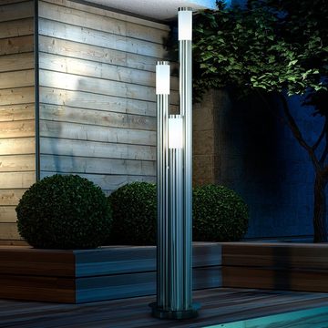 etc-shop LED Außen-Stehlampe, Leuchtmittel inklusive, Wegeleuchten Außen Edelstahl LED Stehleuchte Außen groß