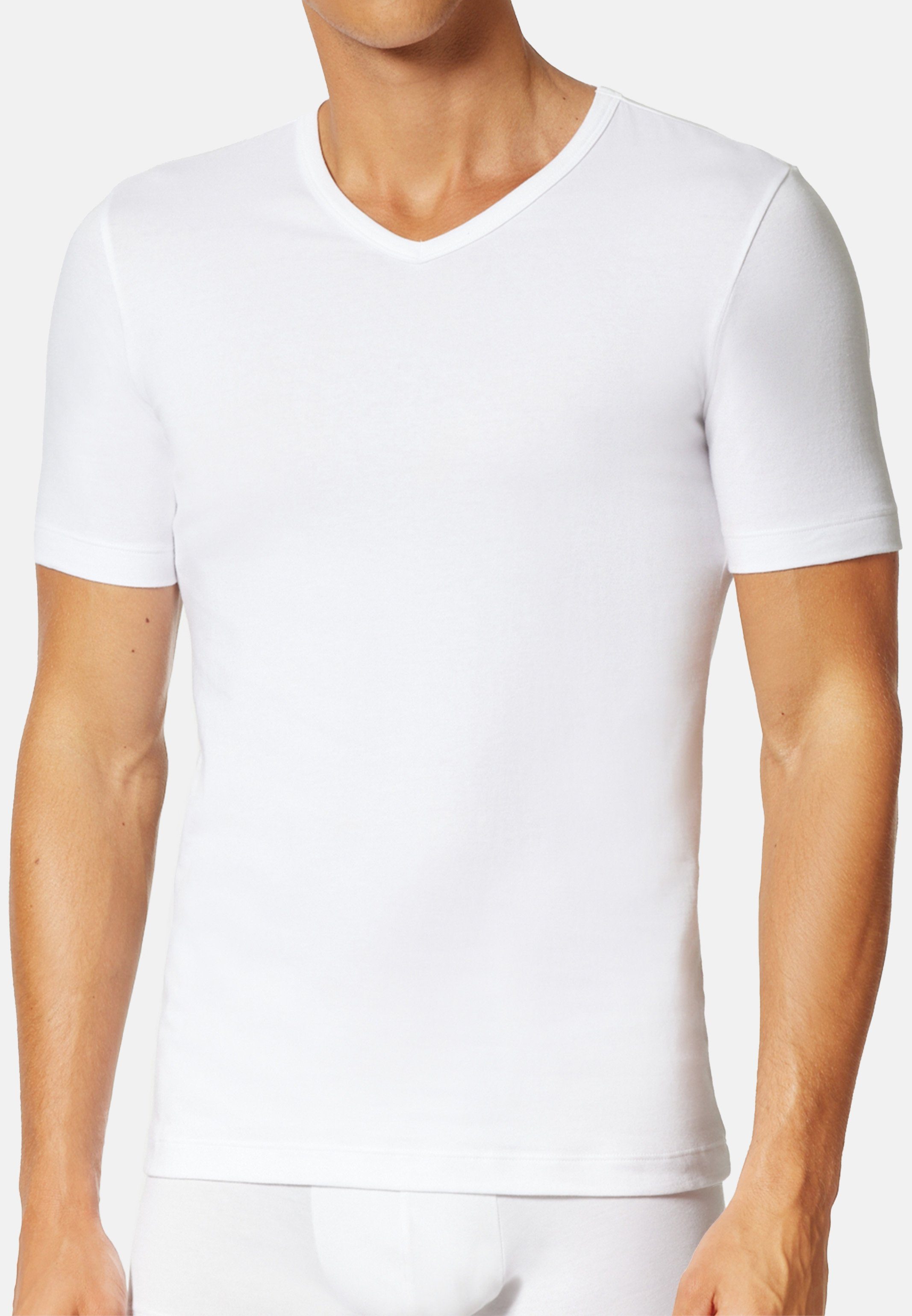 Kurzarm 2-St) SCHIESSER by uncover Unterhemd Pack Shirt (Spar-Set, Weiß Basic 2er - / Baumwolle - Unterhemd