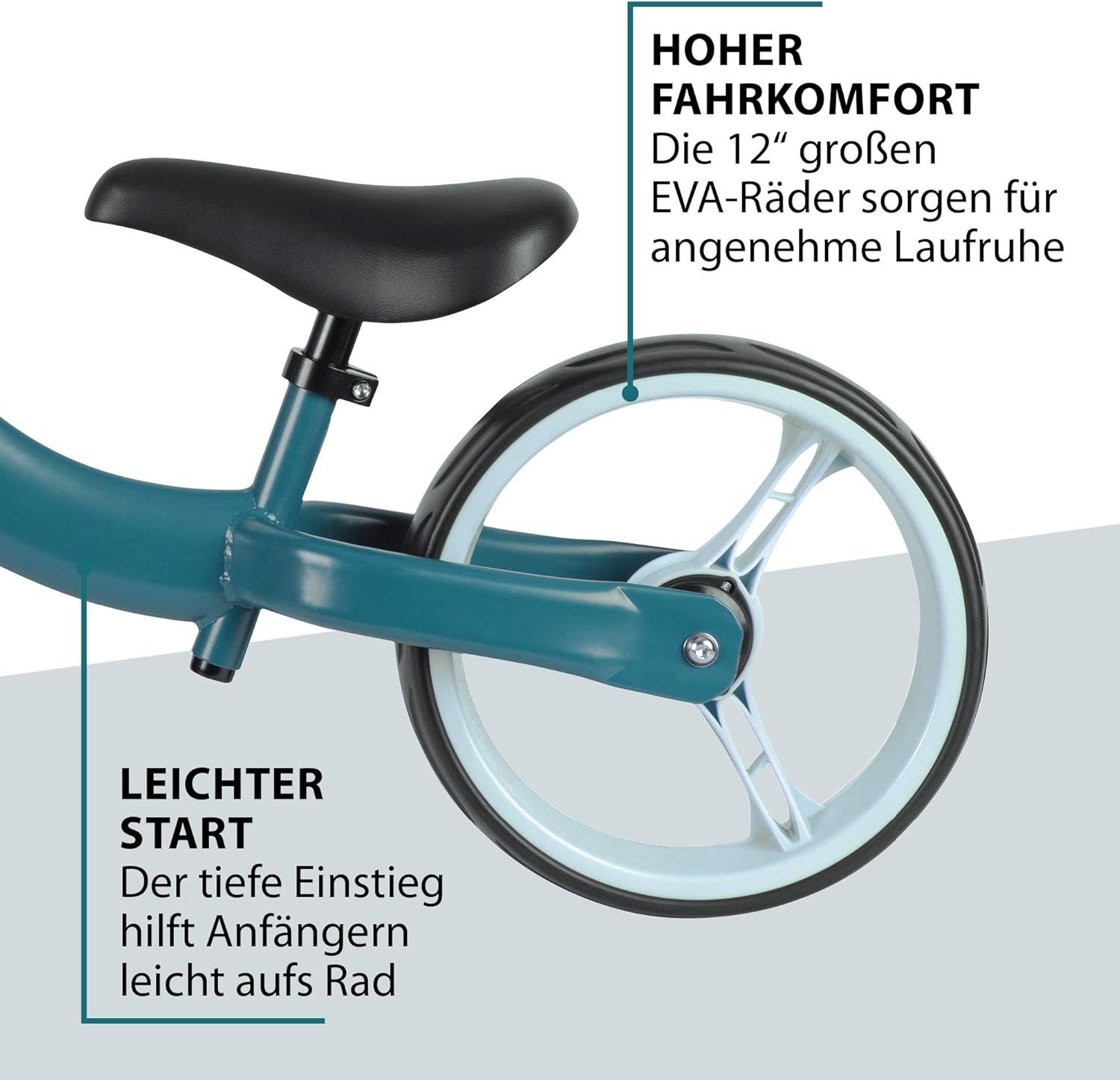 Hudora Laufrad Kinder-Laufrad mit extra breiten 12 Zoll Rädern höhenverstellbar