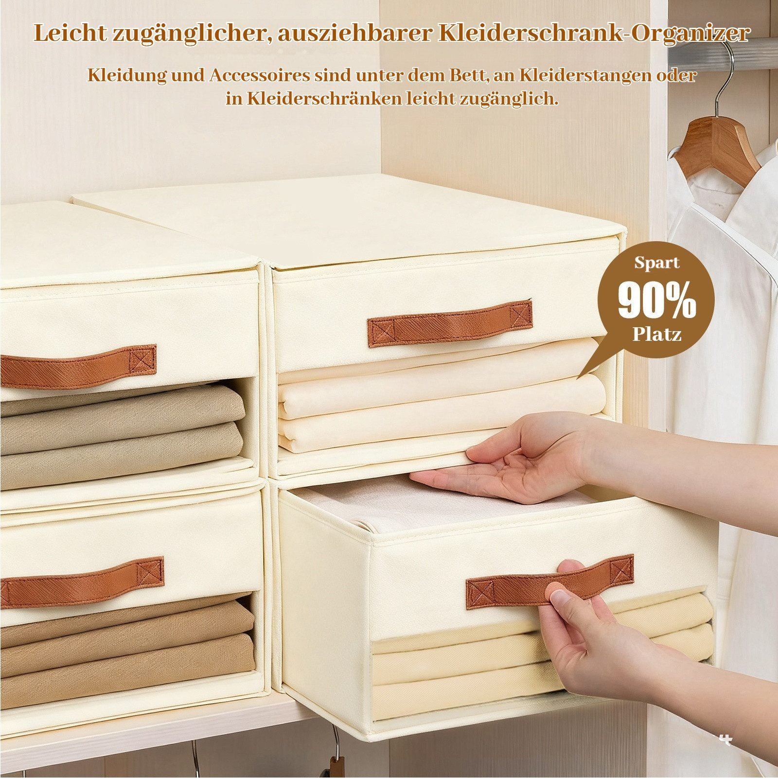LEMLIT Aufbewahrungskorb 3 Stück Schubladen Kleiderschrank Organizer Faltboxen mit Fenster (6 Stück, 6 St., 40 cm x 32 cm x 17 cm), faltbar und stapelbar, mit S – Bild 2 von 5