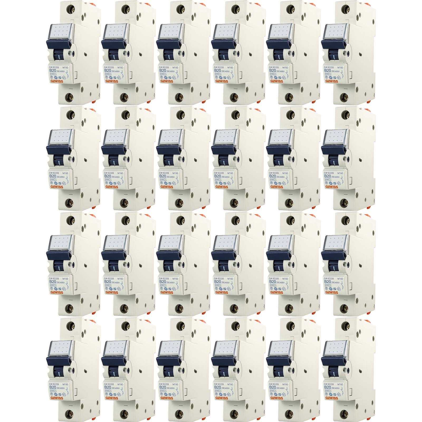 BURI Sicherungsgerät 24x Gewiss GW92208 B20 GW92210 B32 Sicherungsautomat Leistungsschutz