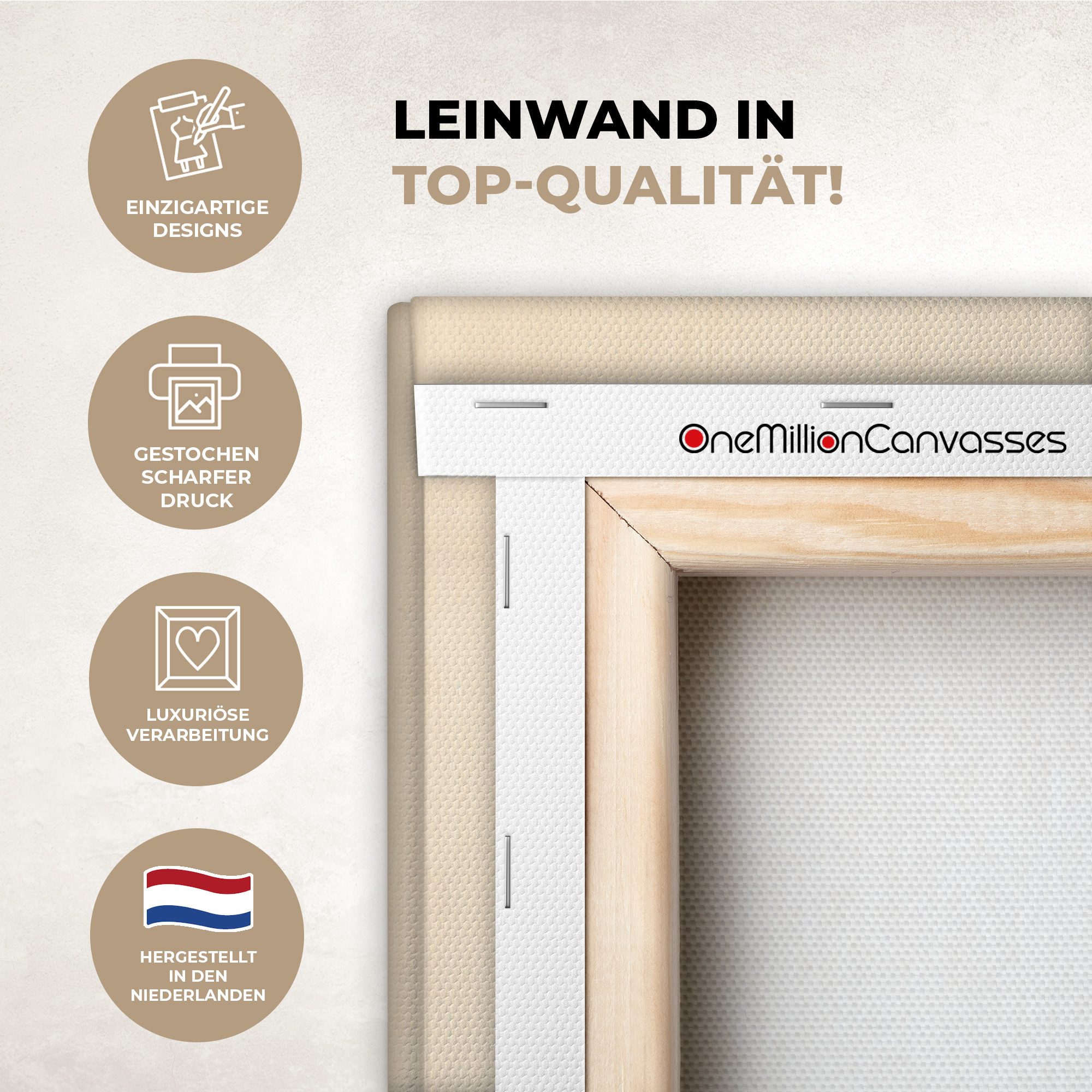 OneMillionCanvasses® Leinwandbild Blätter - Minimalistisch - Schwarz, Fotodruck (1 St), Leinwand Canvas Wandbild, Wanddekoration 20x30 cm