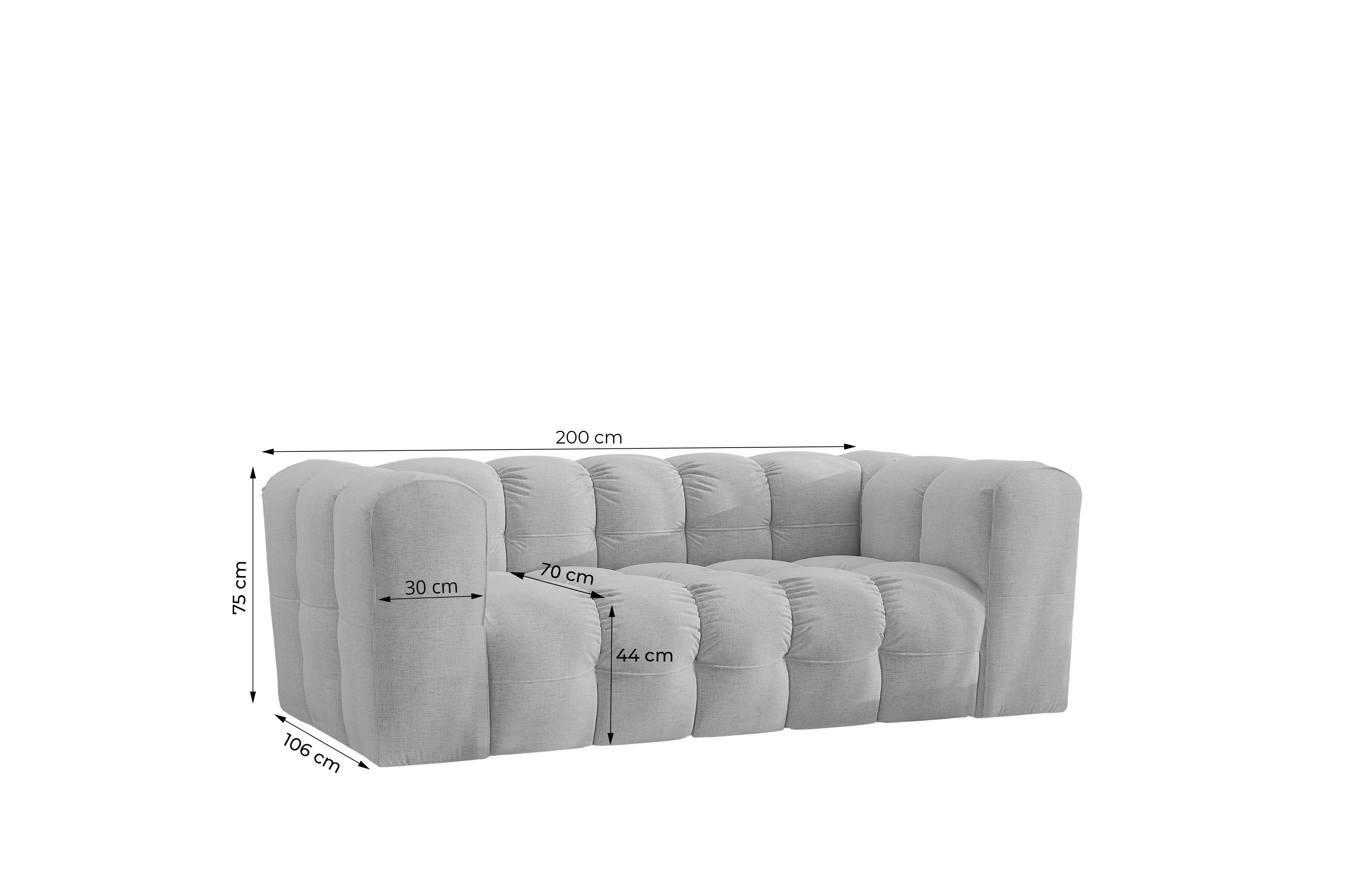 yourhouse24 2-Sitzer Sofa BLOOM, 200x106 cm, Bubble-Optik, Chenille oder Samt