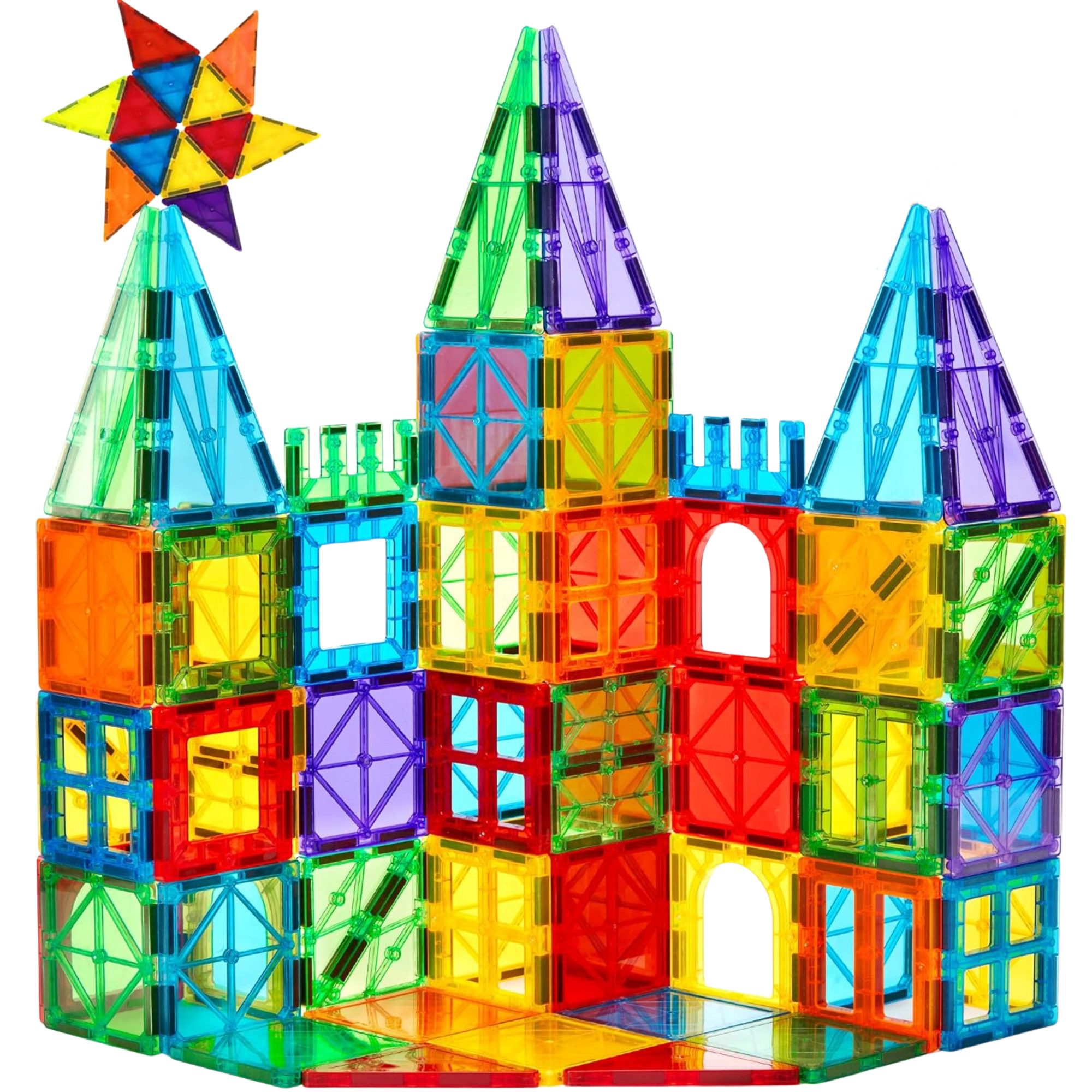 Athlix 100 Magnetbausteine Kinder durchsichtige magnetische 3D-Blöcke Magnetspielbausteine, (100 St), Unbegrenzte Bauoptionen, 2D & 3D, Fördert Kreativität