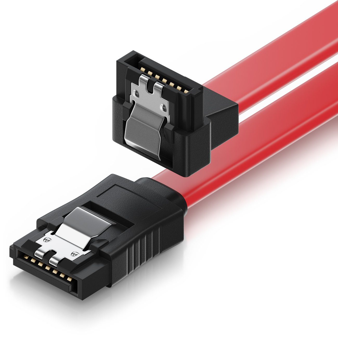 deleyCON deleyCON 0,5m SATA 3 Datenkabel mit Clip - 1x Winkel 90° Grad - S-ATA Computer-Kabel