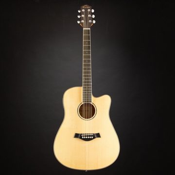 Red Hill Westerngitarre, DCE-S NT Natural Dreadnought Cutaway Westerngitarre, Massive Fichtendecke, Sapele Korpus, JM-6T Tonabnehmer, Stimmgerät, 4-Band Equalizer, Westerngitarre, Dreadnought Cutaway, JM-6T Tonabnehmer