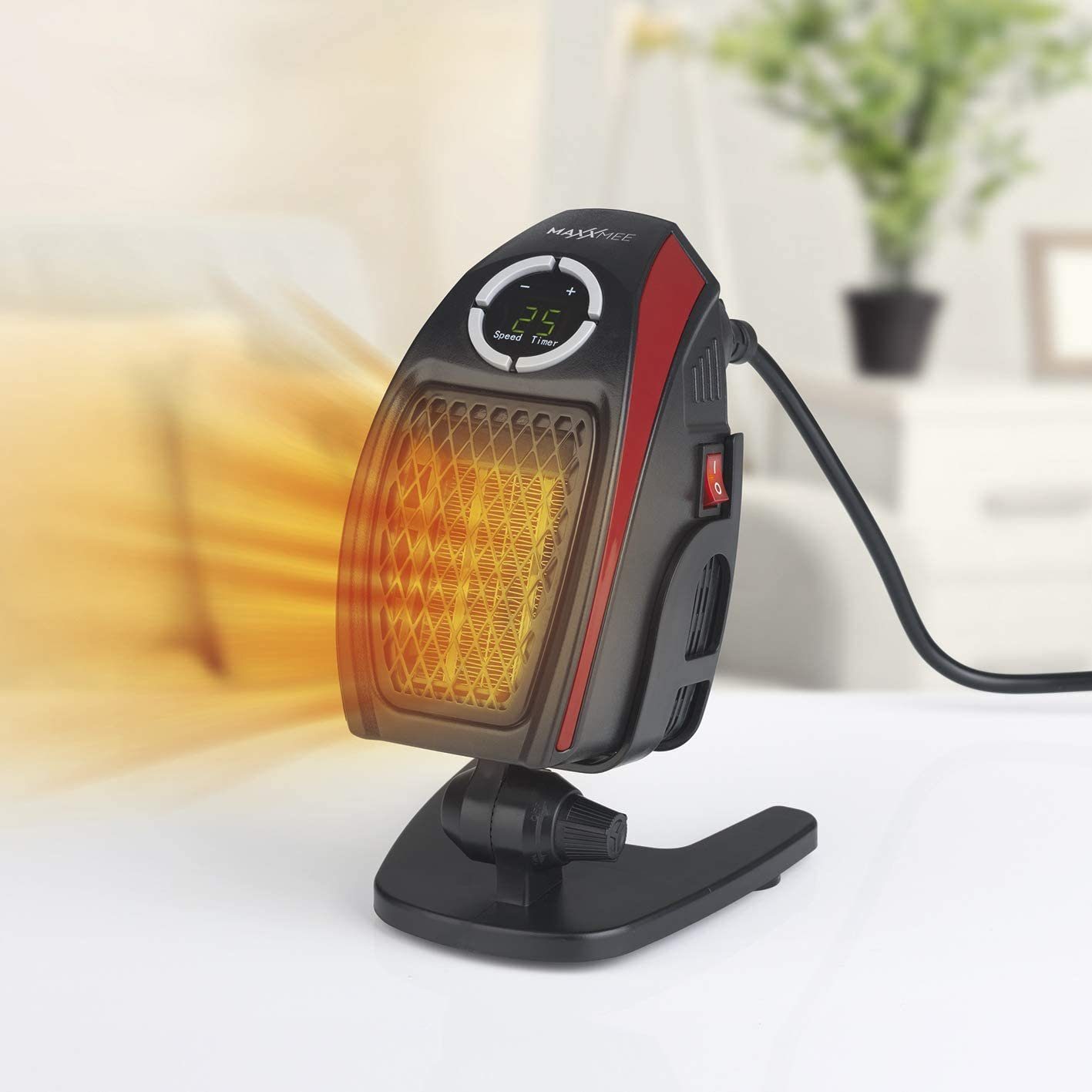 MAXXMEE Heizstrahler MAXXMEE Mini-Heizung mit Standfuß, 12-Stunden-Timer