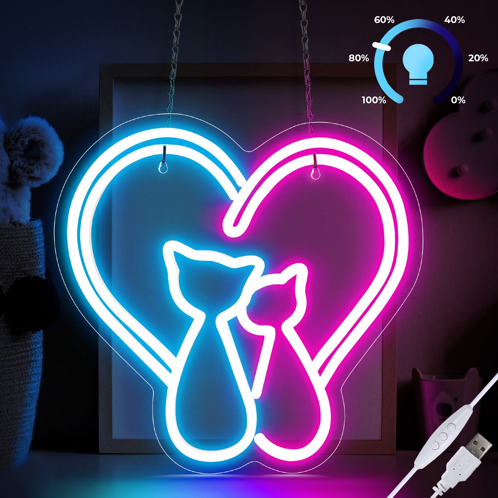 MUPOO Dekolicht LED Neon Schilder für Wanddekoration Dimmbar,USB-angetriebe günstig online kaufen