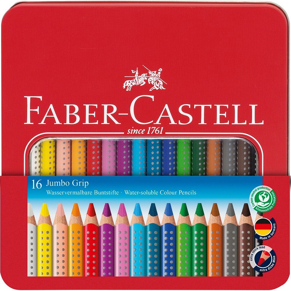 Faber-Castell Buntstift 16 Buntstifte JUMBO GRIP farbsortiert