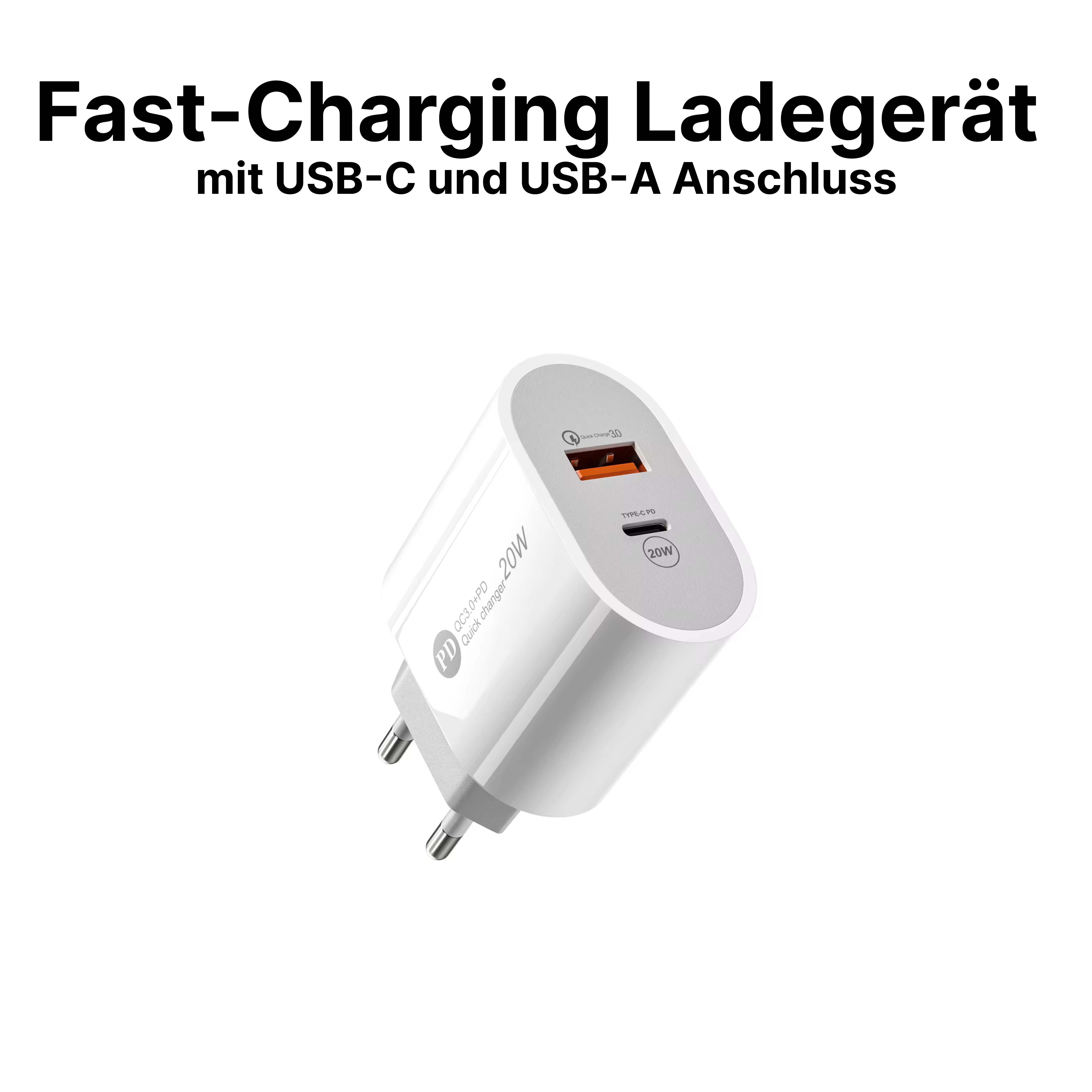 Futurea 40W Ladestecker Dual Fast-Charging Schnellladegerät Smartphone-Ladegerät (Packung, 1-tlg., Gleichzeitig zwei Geräte laden, Dual-Anschluss mit USB-A und  – Bild 4 von 5