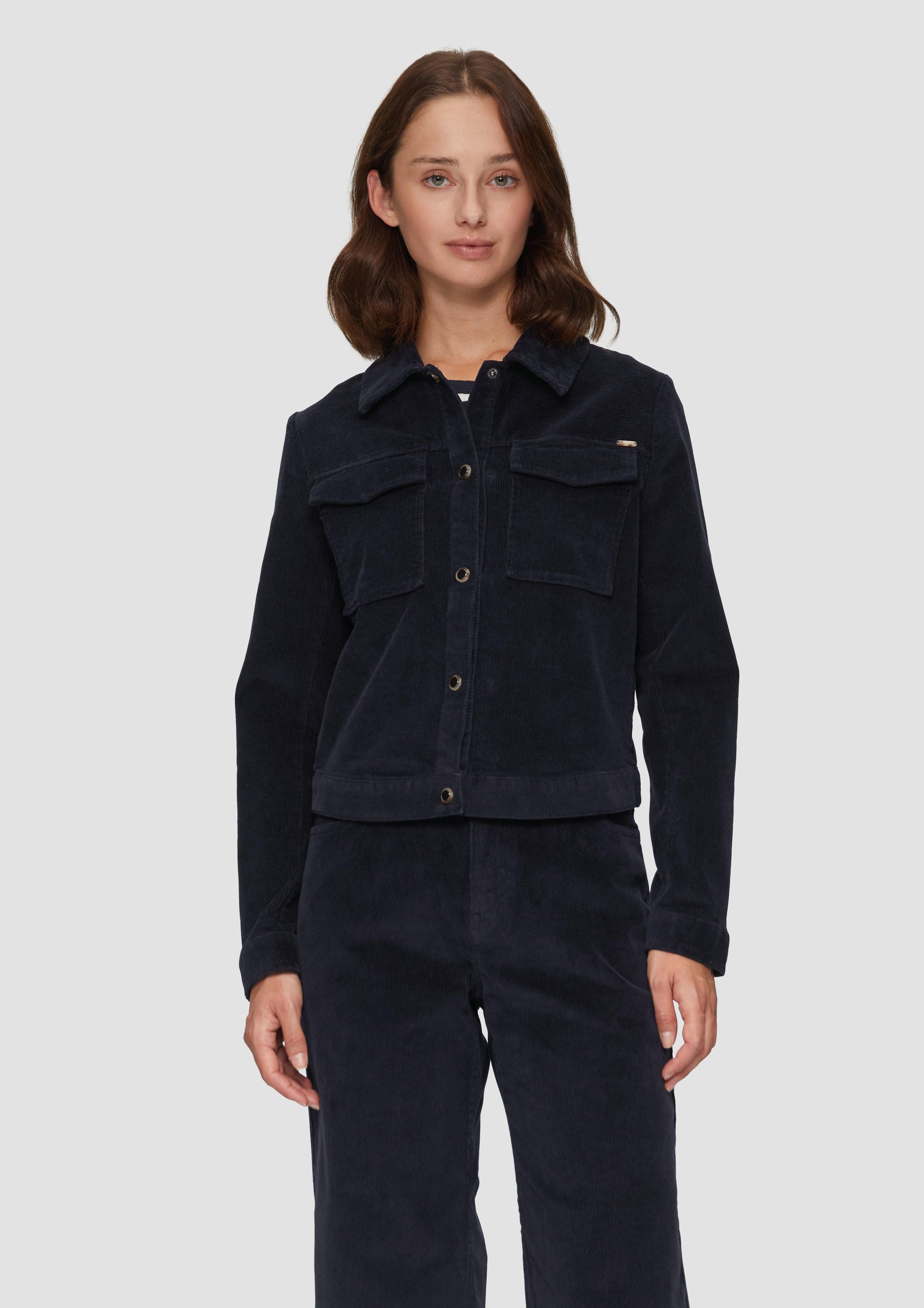 Funktionsjacke Verkürzte Cordjacke mit Druckknöpfen