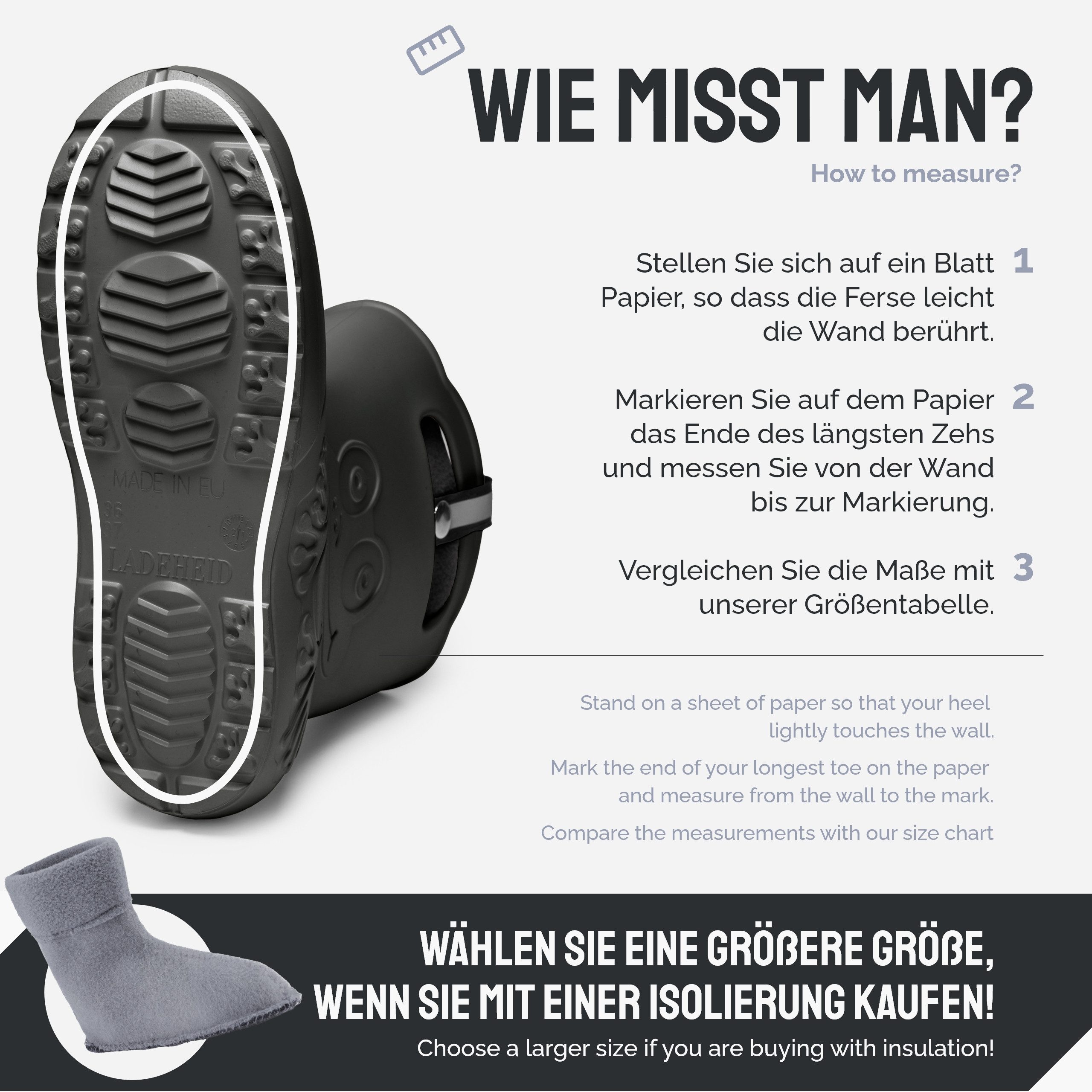 Ladeheid EVA Regenstiefel LA-CA-12 federleichte Regenschuhe Damen Gummistiefel mit herausnehmbares Innenfutter