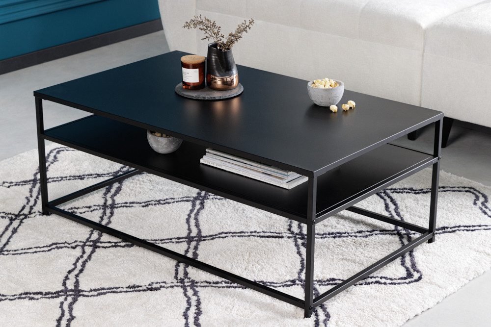 riess-ambiente Couchtisch DURA STEEL 100cm schwarz - Metall, 2 Ablagen, pulverbeschichtet (Einzelartikel, 1-St), Industrial Design mit viel Stauraum – ideal für Sofa & Loungebereich