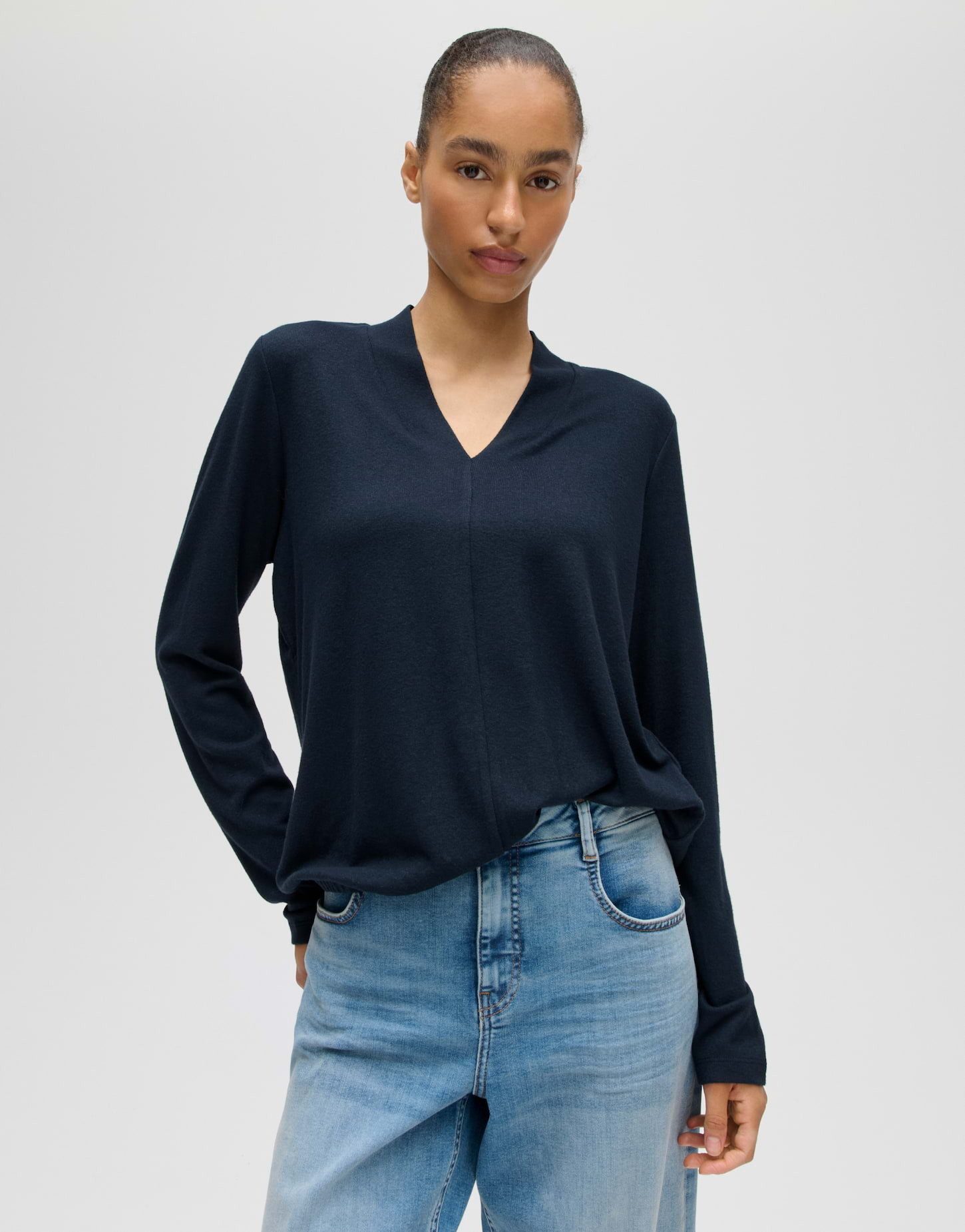 OPUS Langarmshirt Longsleeve aus ECOVERO™ Viskosemix Regular Fit