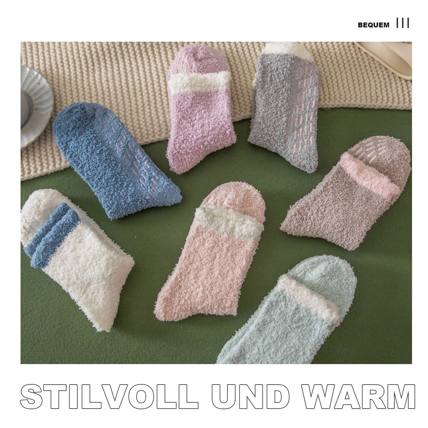 Langsocken Socken Winter MAGICSHE Rutschfeste Socken und Paare flauschige Fleece 2 weiche warme für tiefviolett