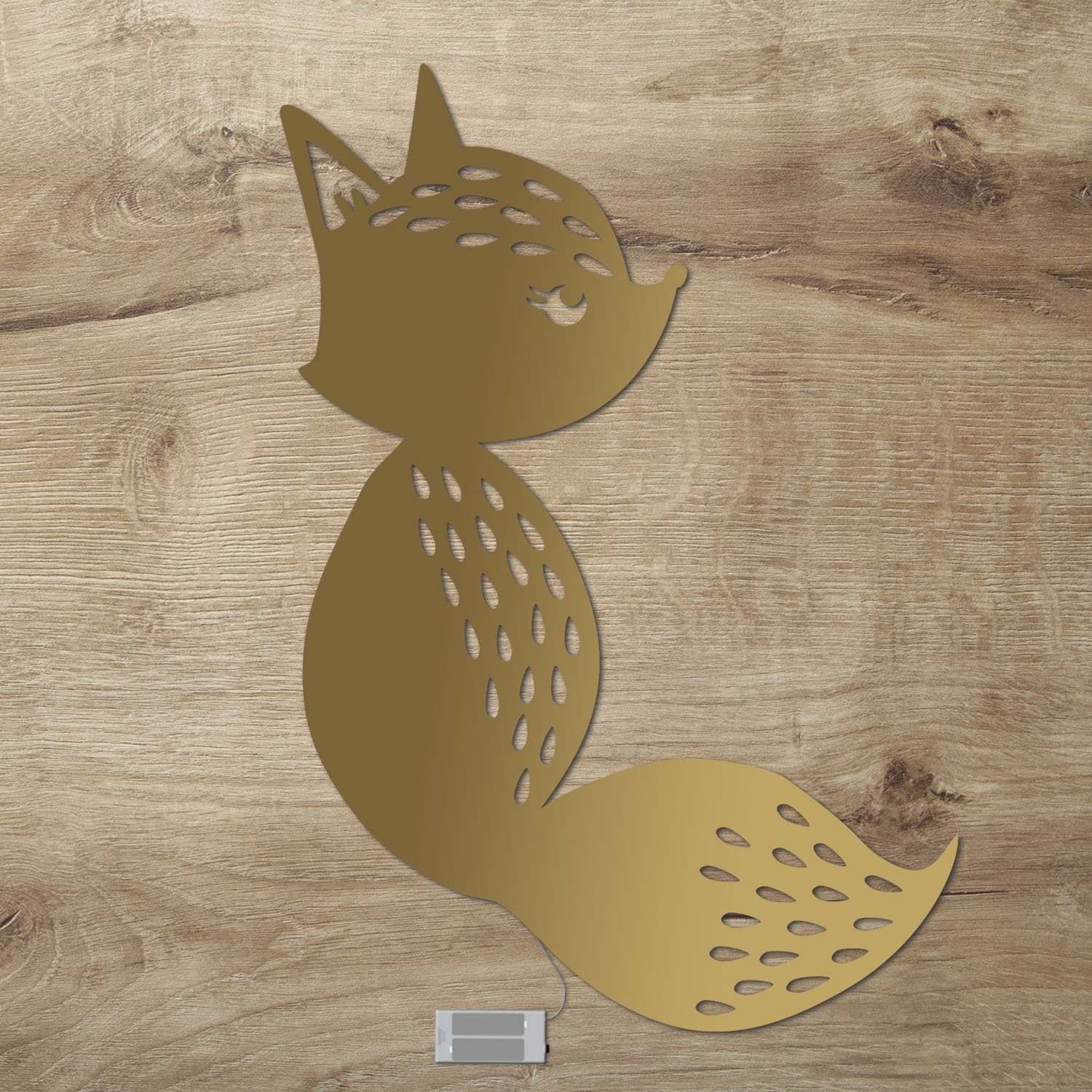Namofactur LED Nachtlicht Schlauer Fuchs Wandlampe, Fuchs Holz Wand Deko Lampe Kinderzimmer, Ohne Zugschalter/Stern, LED fest integriert, Warmweiß