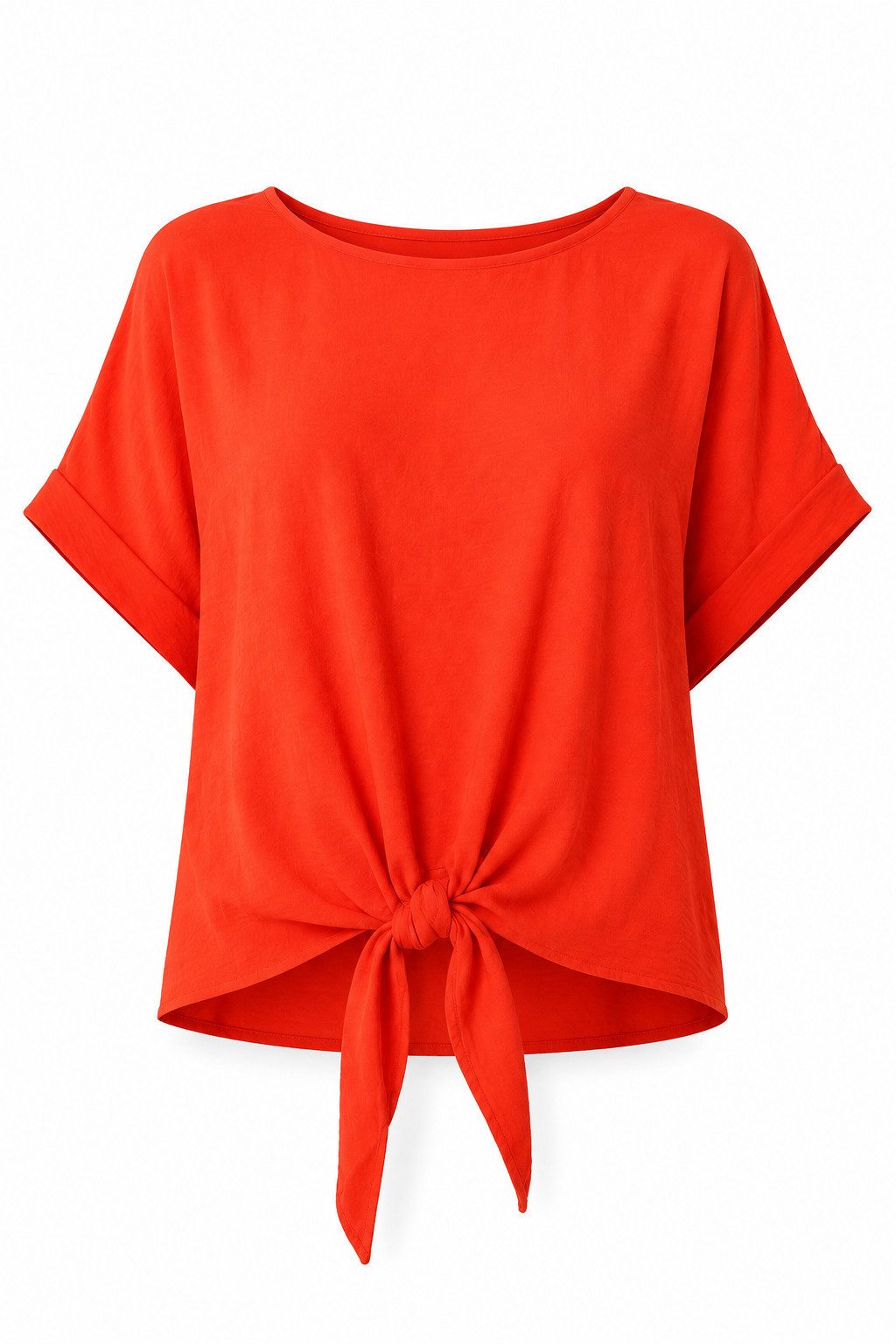 ITALY VIBES Kurzarmbluse - sommerliche Bluse - Blusenshirt Damen mit Knotendetail ONE SIZE / passend für Größe S - L
