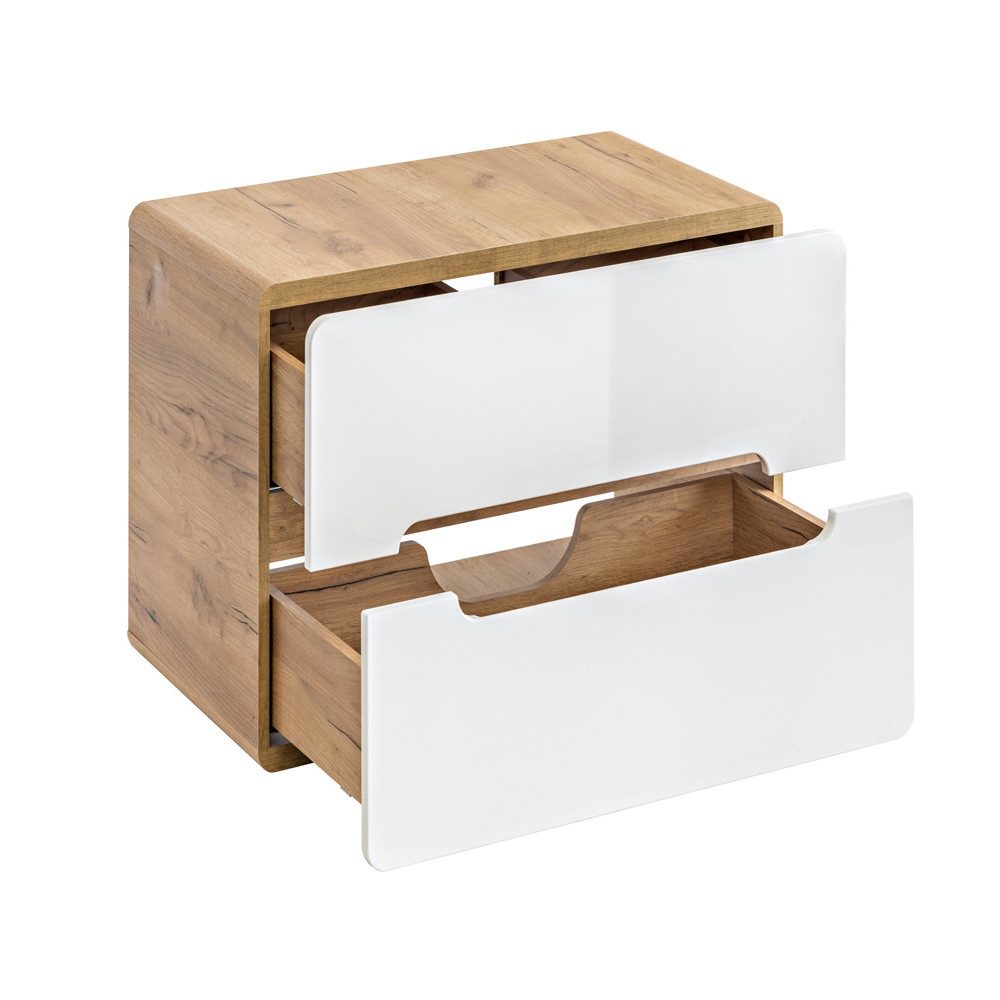 Lomadox Waschbeckenschrank LUTON-56 weiß mit Wotan Eiche Nb. 60/53/46 cm günstig online kaufen