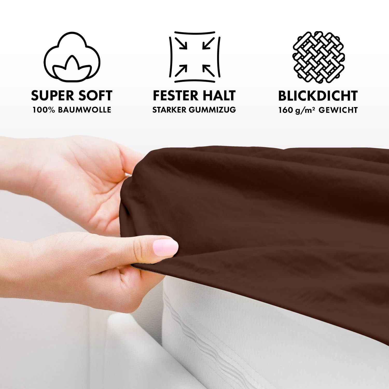 Jacobson Spannbettlaken BOXSPRING & ÜBERLÄNGE aus 100% Baumwolle, für hohe & lange Matratzen, Jersey Bettlaken 160 g/m² – Bild 3 von 5
