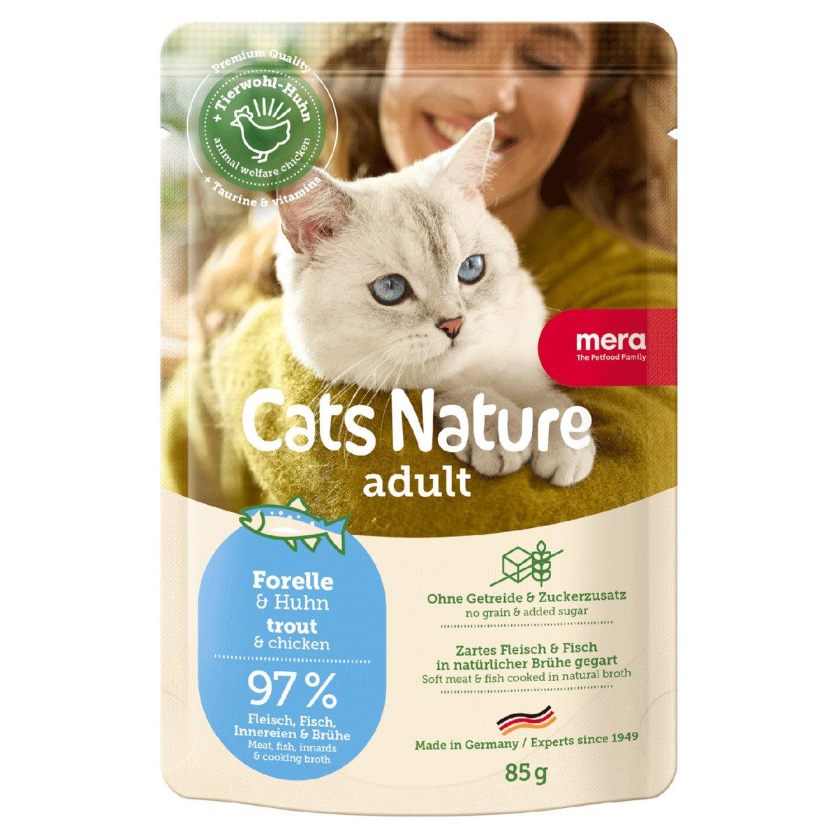 Mera Nature Adult Forelle 85 g - 12 Stück, Nassfutter für: Katze
