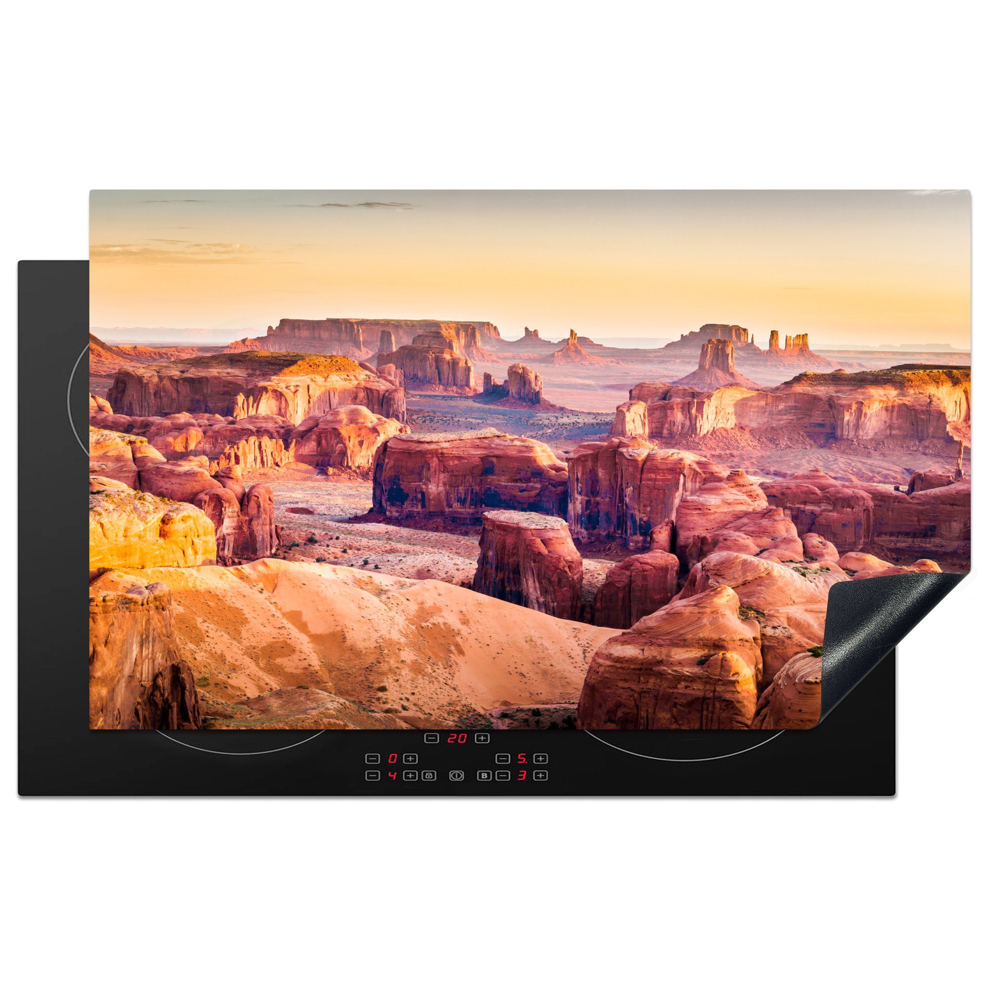 MuchoWow Herdblende-/Abdeckplatte Panorama des Monument Valley in Amerika, Vinyl, (1 tlg), 83x51 cm, Ceranfeldabdeckung, Arbeitsplatte für küche