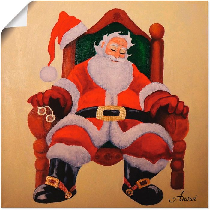 Artland Wandbild Schlafender Weihnachtsmann Weihnachten (1 St) als Leinwandbild Wandaufkleber oder Poster in versch. Größen