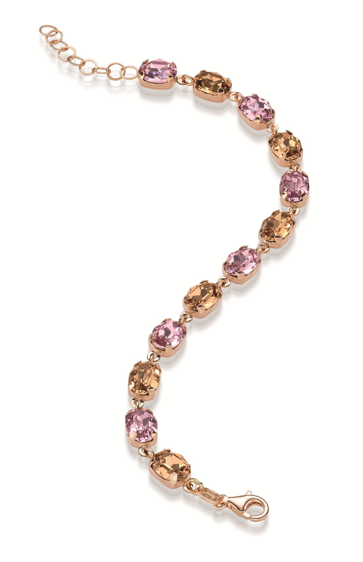 Adelia´s Armband Armband aus 925 Silber rosévergoldet, mit Zirk farbig 16 cm