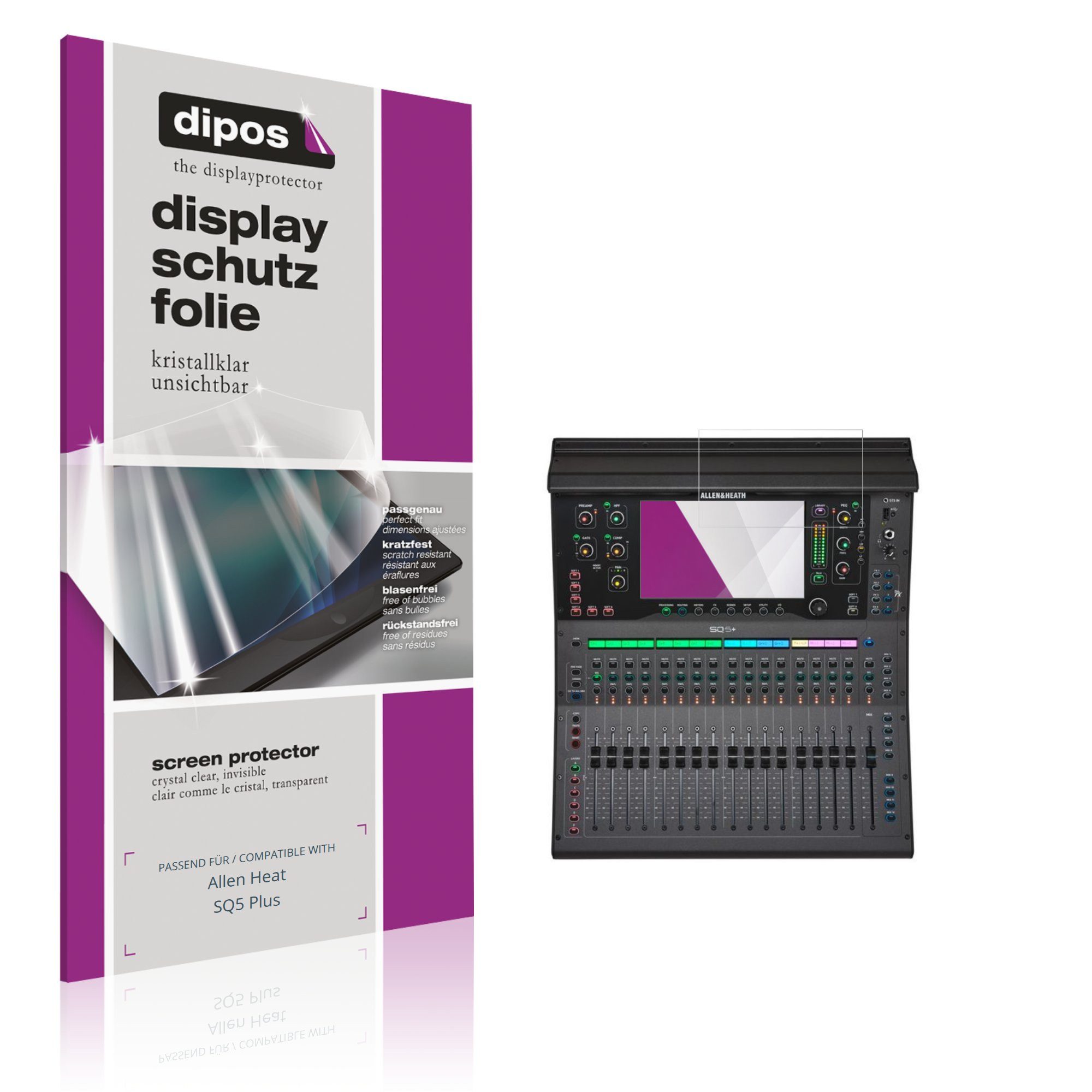 dipos Displayschutzfolie Schutzfolie für Allen Heat SQ5 Plus, 2 Stück, Displayschutz Schutz Folie Made in Germany