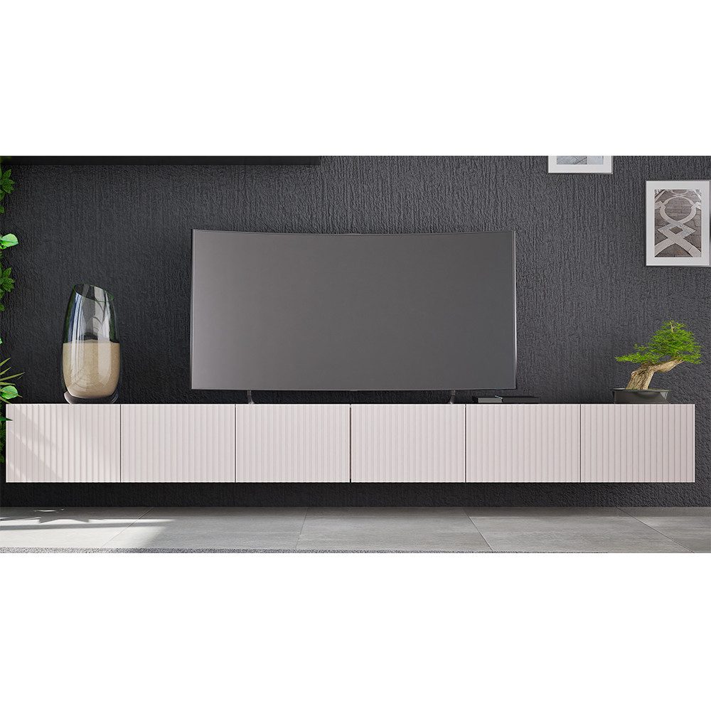 Lomadox Lowboard KEMPTEN-132, in kaschmir, 6-türig, Breite 300 cm, Rillenfr günstig online kaufen