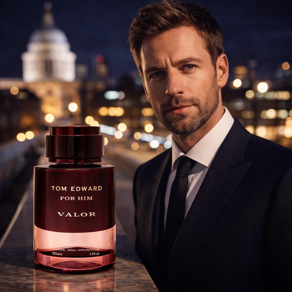 TOM EDWARD Eau de Parfum Tom Edward Valor for Him Herrenduft Würzig Holzig Orientalisch 100 ml, 1-tlg., Hergestellt in UK, Luxuriöser Herrenduft, Langanhaltend