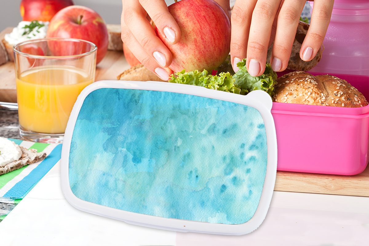 MuchoWow Lunchbox Aquarell - Türkis Brotdose Erwachsene, Brotbox Kunststoff, (2-tlg), Snackbox, Kinder, Kunststoff für Mädchen, Abstrakt, rosa 