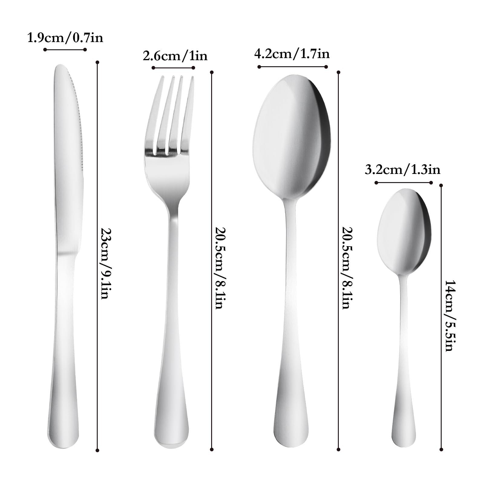 ibettertec Besteck-Set Besteck Set für 6 Personen,24teiliges Edelstahl Essbesteck&Steakmesser, 6 Personen, Elegantes/Modernes Besteckset,Besteck Set für Restaurant,Hotel,Zuhause
