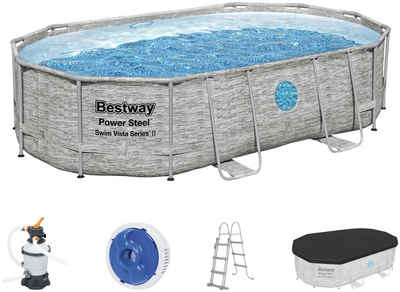 Bestway Pool »PowerSteelPoolSet oval« (5-tlg), 5-tlg., BxLxH: 305x488x107 cm, mit Sandfilteranlage