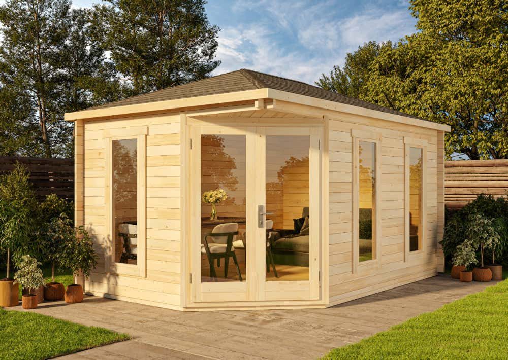 Alpholz Gartenhaus Holz 5-Eck Lido - 40, BxT: 452x312 cm, in Naturbelassen mit 40mm Wandstärke