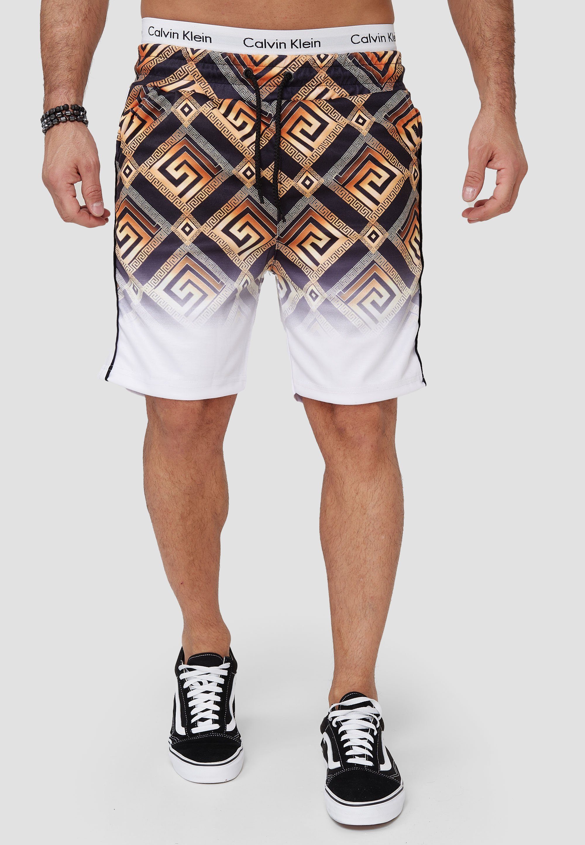 OneRedox Shorts SH-1618C (Kurze Hose Bermudas Sweatpants, 1-tlg., im modischem Design) Fitness Freizeit Casual Weiß | Shorts