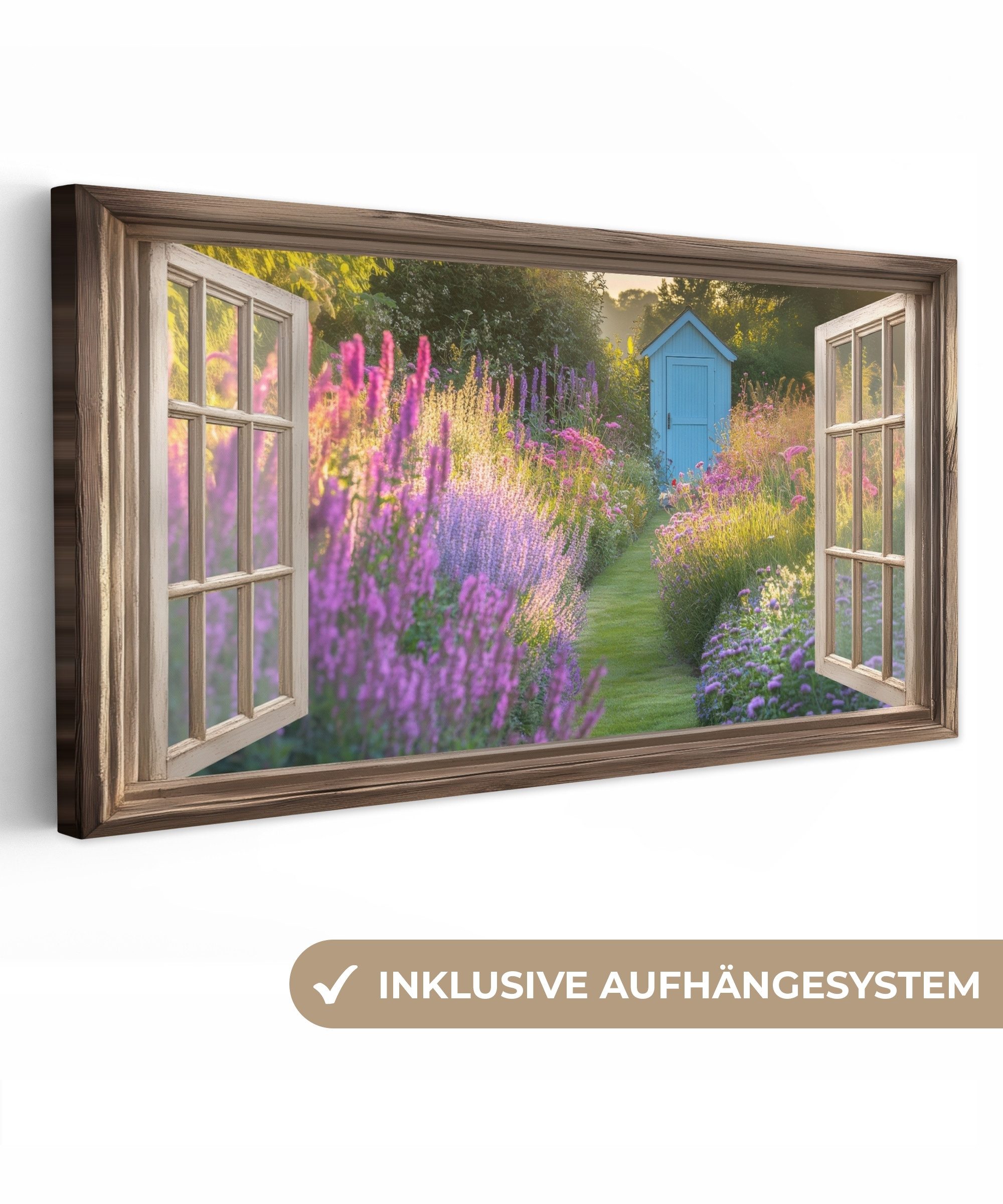OneMillionCanvasses® Leinwandbild Panorama Fensterblick - Fenster günstig online kaufen