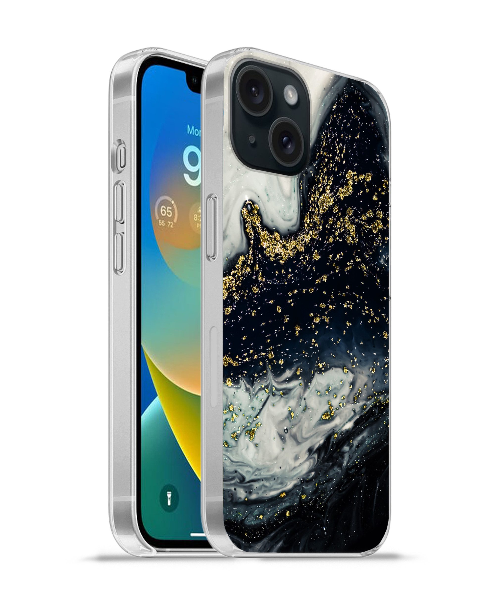 Handyhülle für Apple iPhone 15 Marmor - Naturstein - Gold