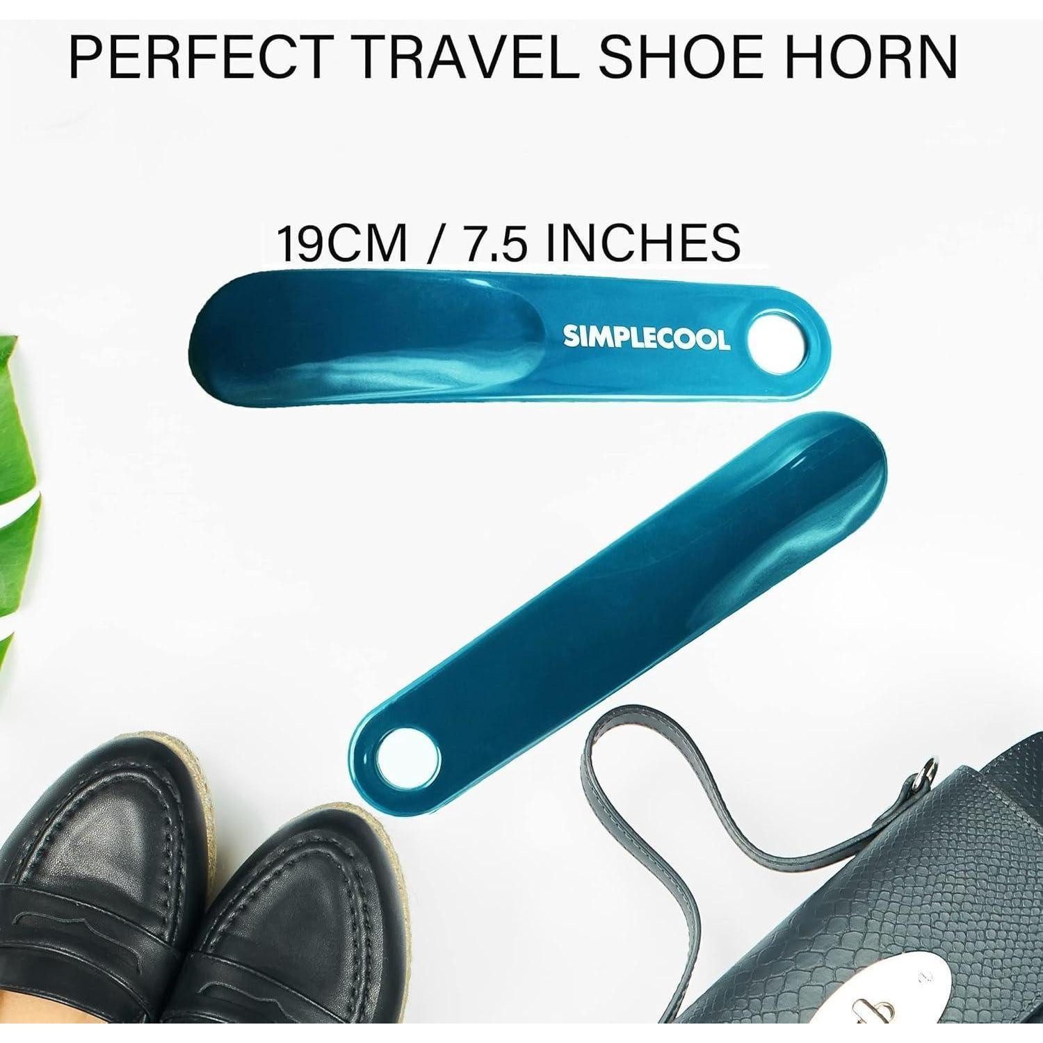 SIMPLECOOL Schuhlöffel Schuhlöffel Kunststoff Set 2er Mini Kurz Shoe Horn Blau 19cm