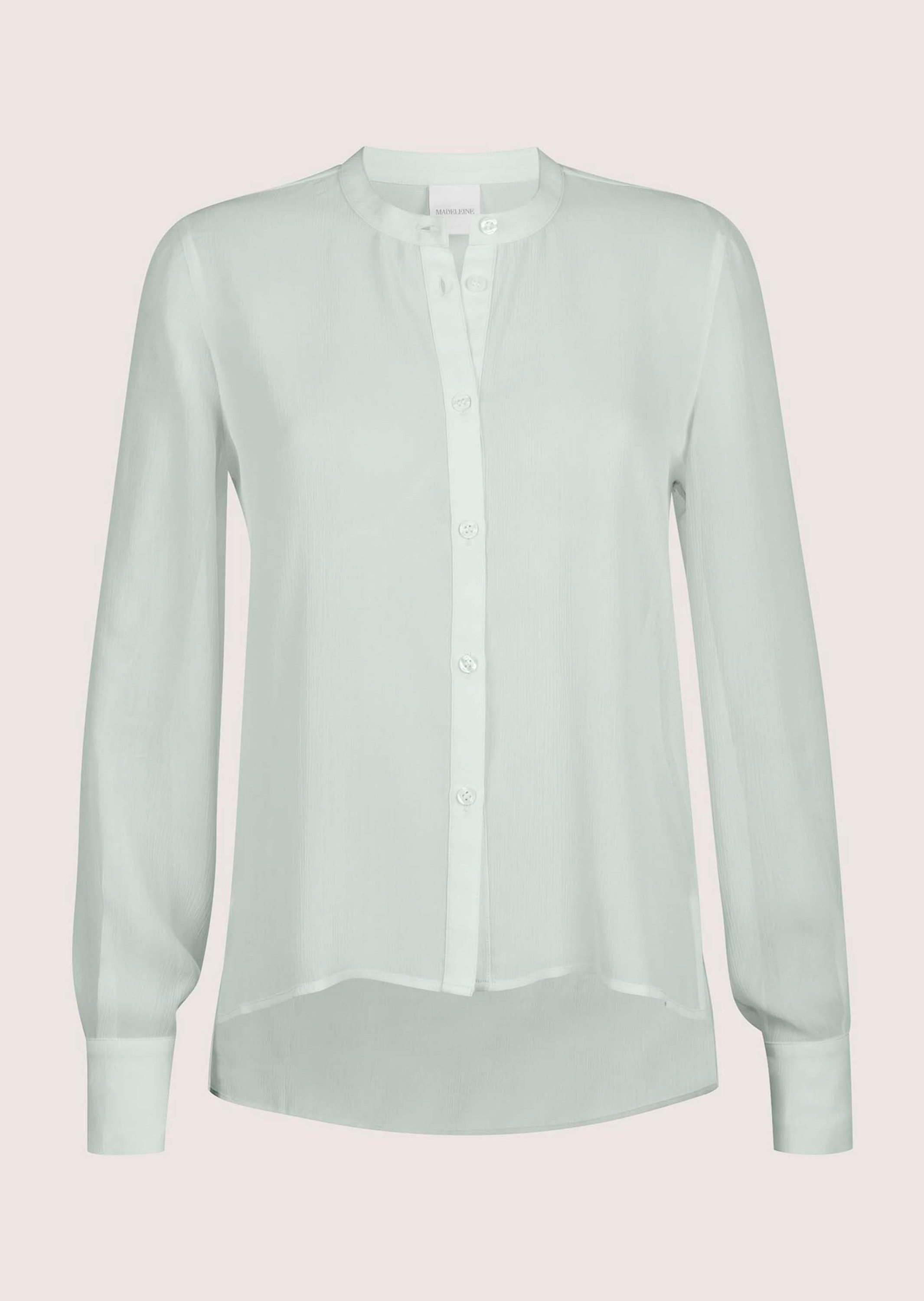MADELEINE Langarmbluse Luftige Chiffon-Bluse, Halbarm Uni-Design mit rundem Ausschnitt und seitlichen Schlitzen