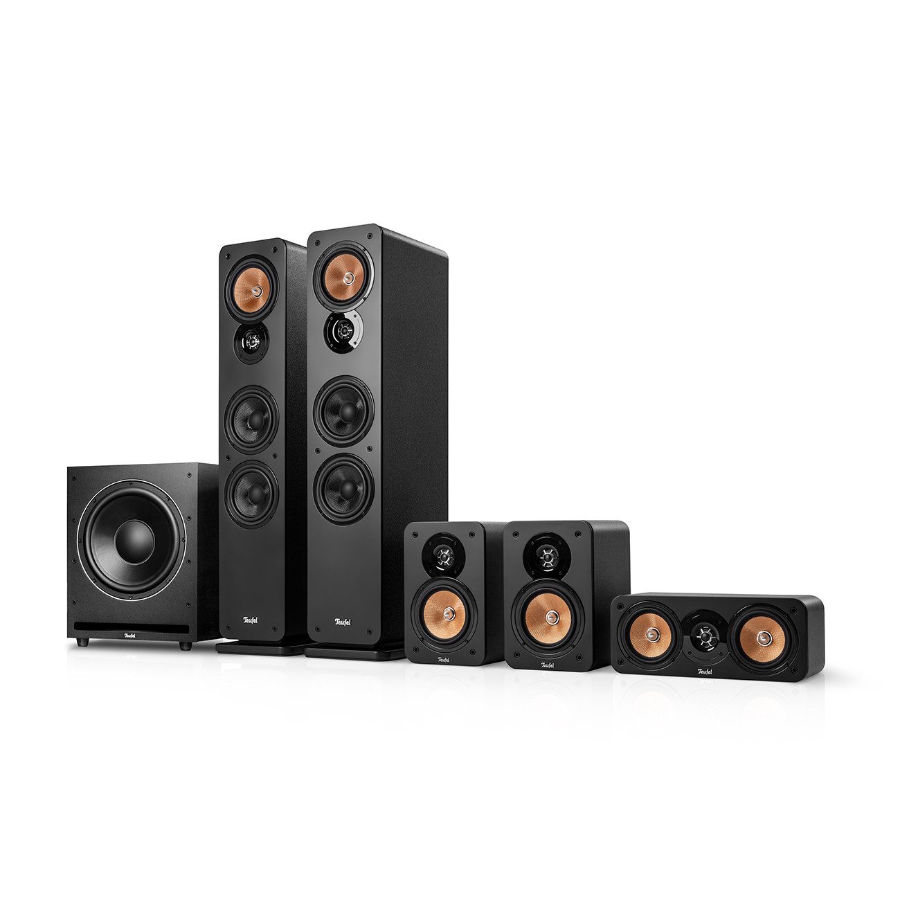 Teufel ULTIMA 40 Surround Power Edition "5.1-Set" Stand-Lautsprecher (Anschlussklemmen, kräftiger 240-Watt-Subwoofer, als Frontfire -Subwoofer)