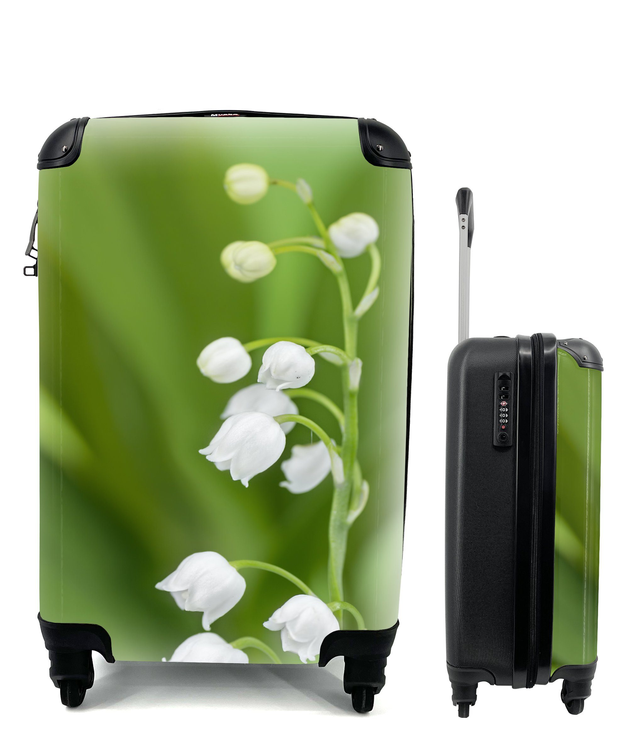 MuchoWow Handgepäckkoffer Das Maiglöckchen in einer grünen Umgebung, 4 Rollen, Reisetasche mit rollen, Handgepäck für Ferien, Trolley, Reisekoffer
