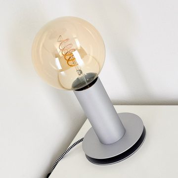 hofstein Tischleuchte »Alsium« Tischlampe aus Metall in Silber, ohne Leuchtmittel, E27, Leuchte mit Textilkabel und An-/Ausschalter