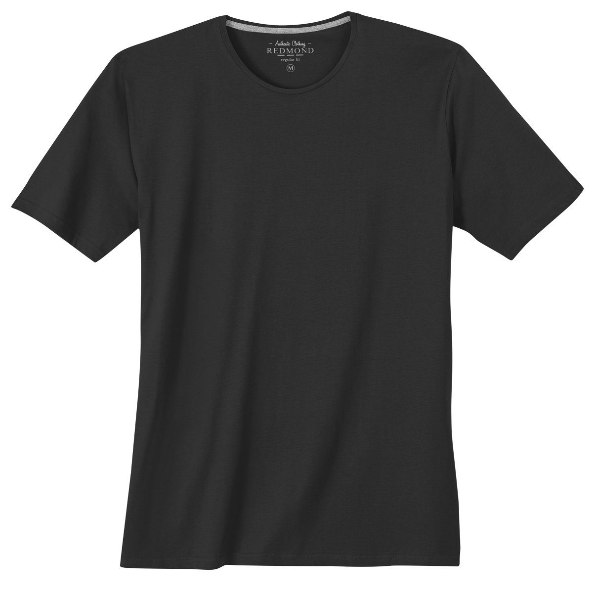T-Shirt Redmond Basic Redmond Übergrößen Rundhalsshirt schwarz Rundhals